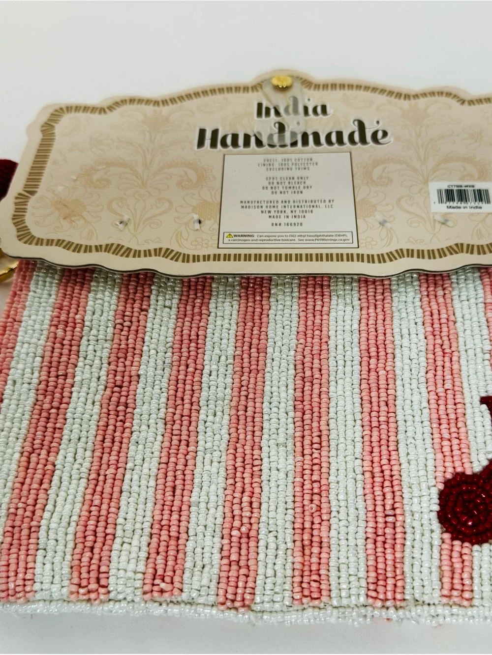 Source Unknown Pink & Red Beaded Cherry Clutch